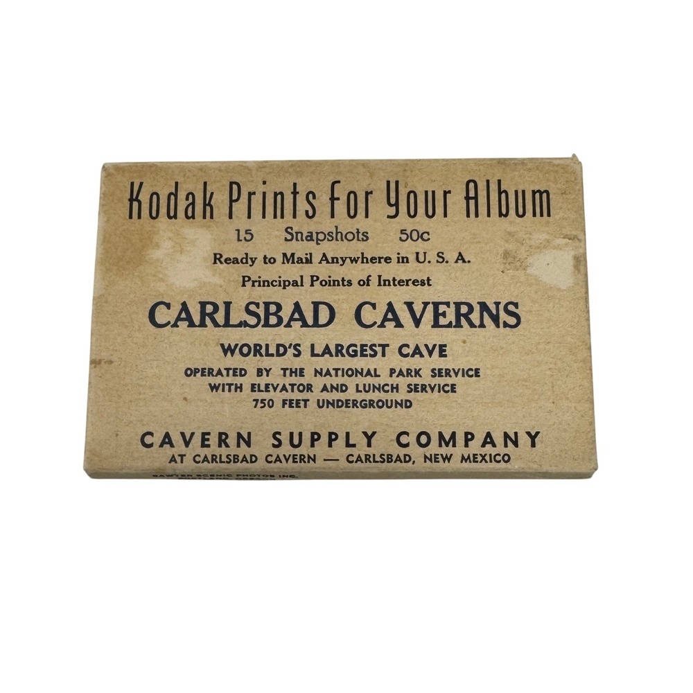 Vintage Carlsbad Caverns Kodak Prints Souvenir Snapshot Set National Park NM
